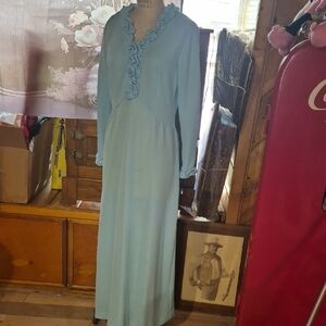 Elegant Blue Ruffled Women's Dress